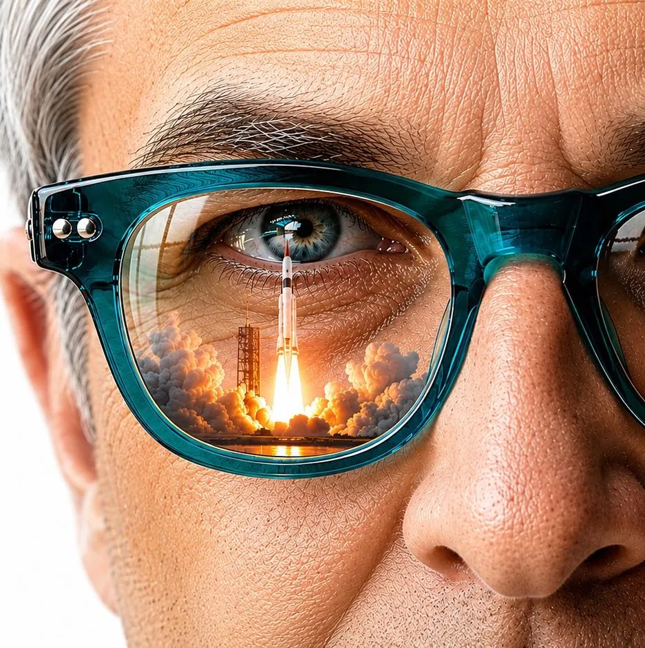 Blick von Jens Knör, Raketenstart in der Brille